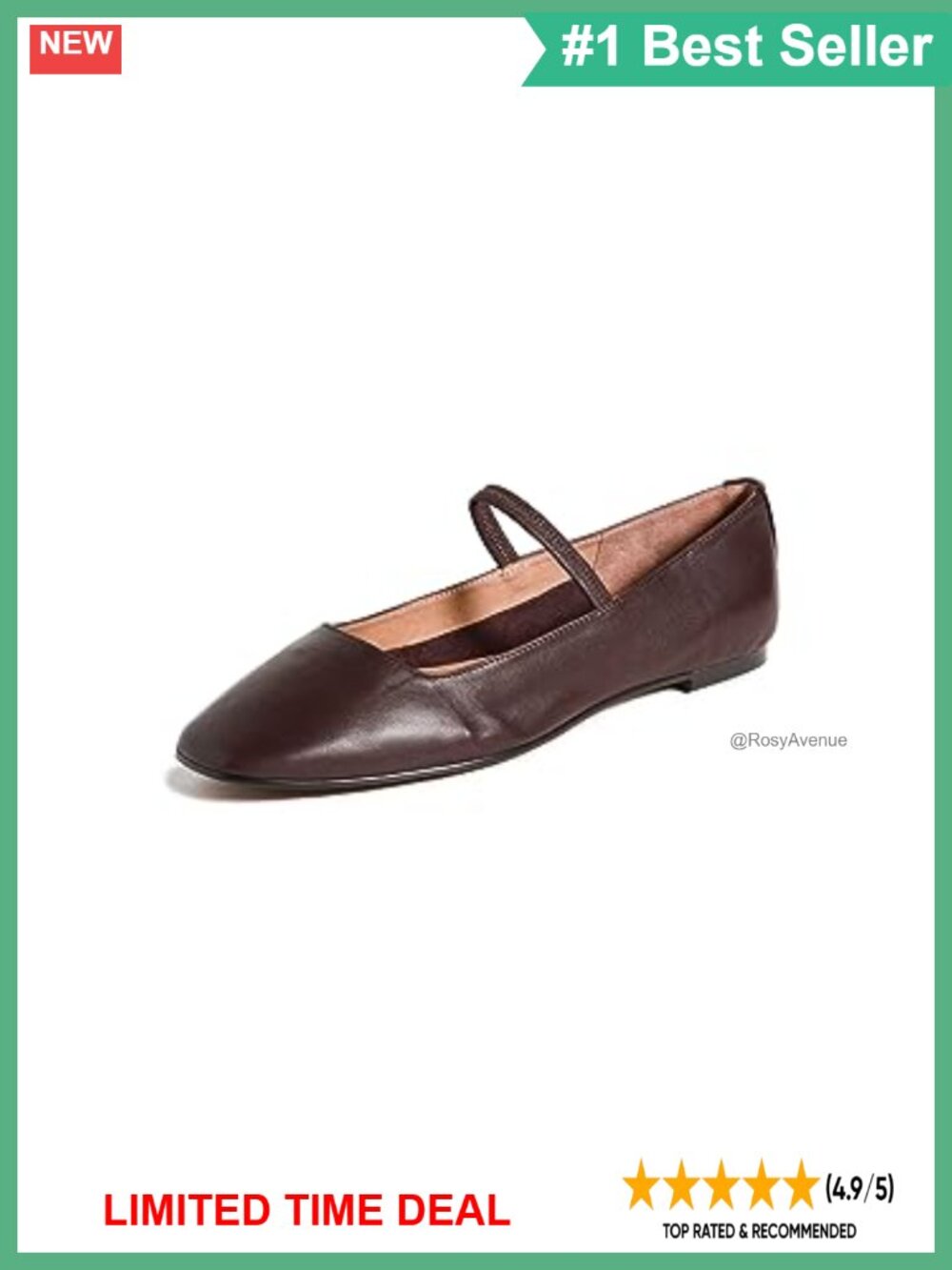 Women's Leather Ballet Flats Round Toe Elastic Strap Slip-On Casual Shoes